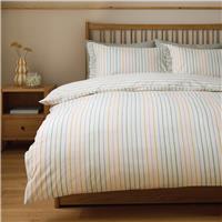 Habitat Multi Stripe Ruffle White Bedding Set - Double