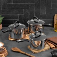 Circulon Total 3 Piece Stainless Steel Pan Set - Silver