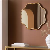 Habitat Gold Coloured Wavy Round Wall Mirror - 60x60cm