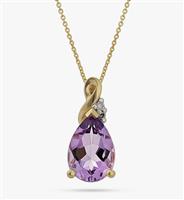 Revere 9ct Yellow Gold Amethyst Diamond Pendant Necklace