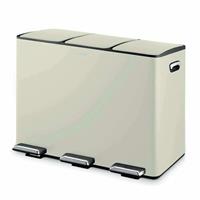 Tower 45L Three Compartment Recycling Pedal Bin - Cream