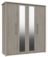 Lancaster 4 Door 2 Mirror Wardrobe - Grey