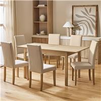 Argos Home Sendi Extending Dining Table & 6 Cream Chairs