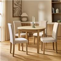 Argos Home Sendi Oval Natural Dining Table & 4 Cream Chairs
