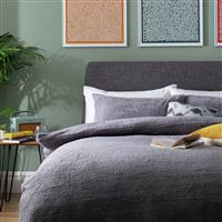 Argos Home Fleece Plain Grey Bedding Set - Double