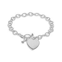 Sterling Silver Personalised Heart Pendant Bracelet