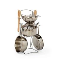 BIGJIGS Toys Cooking Pot Rack Roleplay Toy