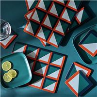 Habitat Geo Cube Set of 4 Placemats and Coasters - Green