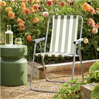 Argos Home Folding Metal Garden Chair - Green and White