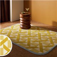 Habitat Blue Border Wool Cut Pile Rug - 160x230cm