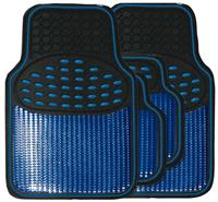 Streetwize Heavy-Duty Rubber Car Mat Set - Blue Trim