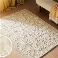 Habitat Scandi Flower Neutral Wool Cut Pile Rug - 120x170cm