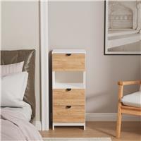 Livara Ready Assembled Canmore Bedside Table - White & Oak