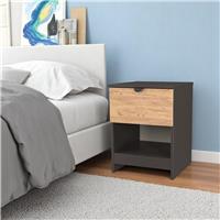 Livara Ready Assembled Canmore Bedside Table -Graphite & Oak