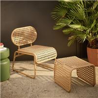 Habitat Global Accent Chair and Footstool - Natural