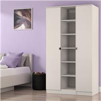 Livara Ready Assembled Canmore 2 Door Shelf Wardrobe -Beige