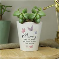 Personalised Message Butterfly Small Plant Pot