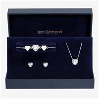Jon Richard Silver Crystal Heart Trio Set
