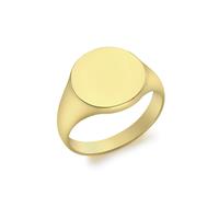 Revere 9ct Yellow Gold Personalised Round Signet Ring-R