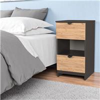 Livara Ready Assembled Canmore Bedside Table -Graphite & Oak