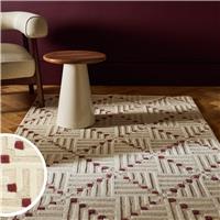 Habitat Crosshatch Square Beige Wool Cut Pile - 120x170cm