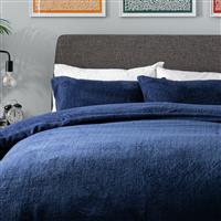 Argos Home Fleece Plain Navy Blue Bedding Set - Kingsize