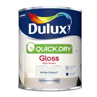 Dulux Quick Dry Gloss Paint White Cotton - 750ml