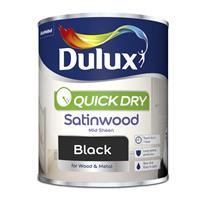 Dulux Quick Dry Satinwood Paint Black - 750ml
