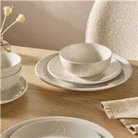 Argos Home Embossed Heart 12Piece Stoneware Dinner Set-Cream
