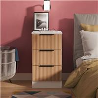 Livara ReadyAssembled Tofino 3 Drawer Bedside Table-WhiteOak