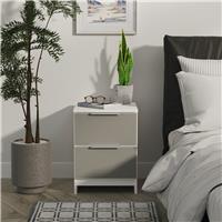 Livara Ready Assembled Orillia Bedside Table - White & Grey