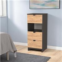 Livara Ready Assembled Canmore Bedside Table -Graphite & Oak