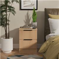 Livara Ready Assembled Tofino 2 Drawer Bedside Table - Oak