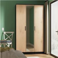 Welcome Tofino 3 Door Mirror Wardrobe - Black & Oak