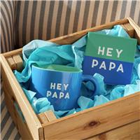 Argos Home Hey Papa Text Decal Blue Ceramic Mug with Coaster