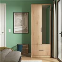 Livara Ready Assembled Tofino 2 Door Mirror Wardrobe - Oak