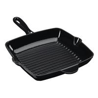 Cooks Professional Cast Iron Skillet Pan with Enamel Interior - Black