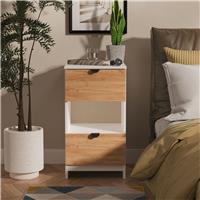 Livara Ready Assembled Canmore Bedside Table - White & Oak