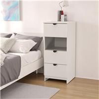 Livara Ready Assembled Canmore 3 Drawer Bedside Table -White