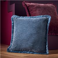 Habitat Fringed Chenille Cushion Storm Blue - 43x43cm