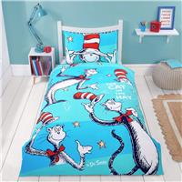 Dr Seuss Cat in Hat Kids Light Blue Bedding Set - Single