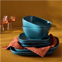 Habitat Matte Square 12 Piece Stoneware Dinner Set - Teal
