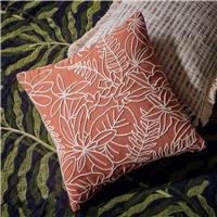 Habitat Crewel Foliage Outline Cushion Orange - 43x43cm