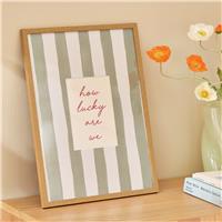 "Argos Home Oversized Stripe Green Wooden Picture Frame - 5x7"""