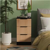 Livara Ready Assembled Tofino Bedside Table - Black & Oak
