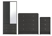 Argos Home Malibu 3 Pc 2 Door Mirror Wardrobe Set- Black Oak