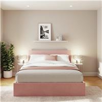 GFW End Lift Double Velvet Ottoman Bed - Pink