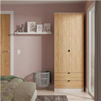 Welcome Canmore 2 Door 2 Drawer Wardrobe - White & Oak