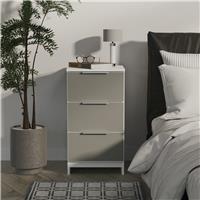 Livara Ready Assembled Orillia Bedside Table - White & Grey