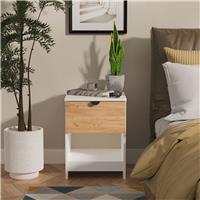 Livara Ready Assembled Canmore Bedside Table - White & Oak